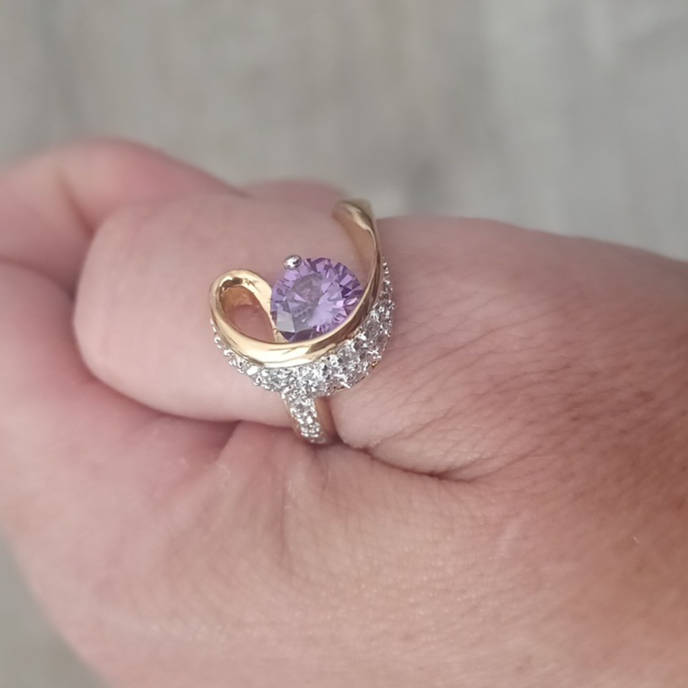 Purple Stone and Rhinestone Ring